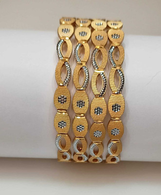 AASTHAS COLLECTIONS Brass Cubic Zirconia Gold-plated Bangle(Pack of 4)