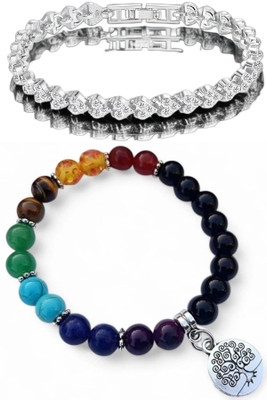 PIXFLIX Stone, Crystal Charm Bracelet(Pack of 2)