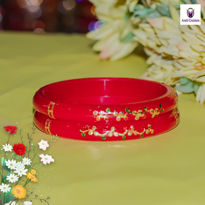 Anshi Creations Brass Gold-plated Bangle Set(Pack of 2)