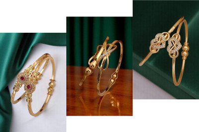 Hetshree Brass Diamond Gold-plated Bangle(Pack of 6)