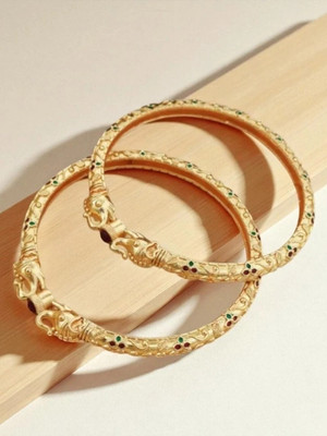 Sangria Brass Diamond Gold-plated Bangle Set(Pack of 2)