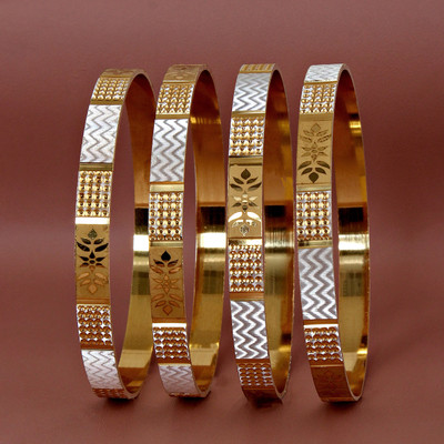 Lucky Jewellery Alloy Gold-plated Bangle Set(Pack of 4)
