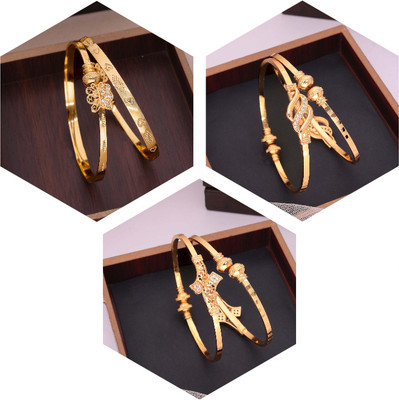 ANOUK Brass Diamond Gold-plated Bangle(Pack of 3)