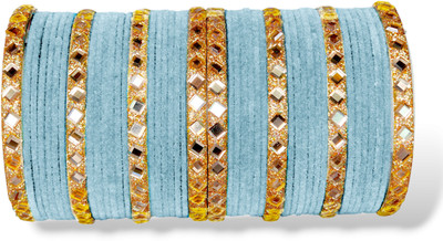 Atrika Glass, Alloy Zircon Gold-plated Bangle Set(Pack of 10)