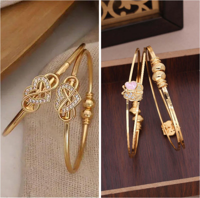 ANOUK Brass Diamond Gold-plated Bangle Set(Pack of 3)
