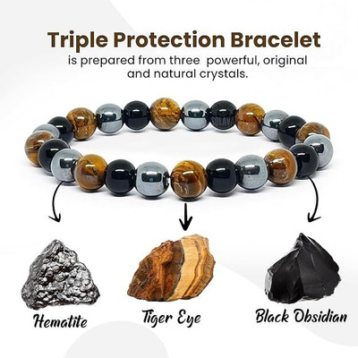 VIBESLE Tiger's Eye Tourmaline, Beads, Crystal Charm Bracelet