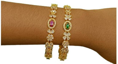 ZAMZAM Copper Emerald Gold-plated Bangle Set(Pack of 2)