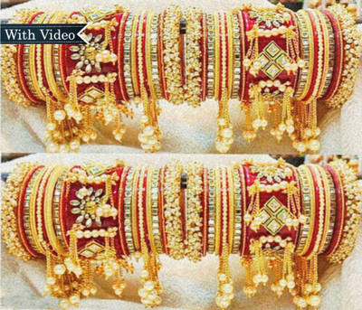 SHIVANSH BANGLES Metal, Mother of Pearl, Plastic, Alloy Pearl Gold-plated Chudas