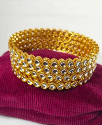 vkat Metal, Alloy Cubic Zirconia Gold-plated Bangle Set(Pack of 4)
