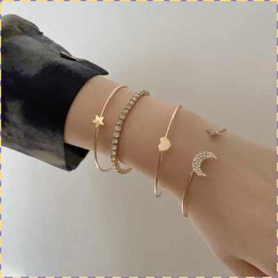 Vembley Alloy Cubic Zirconia Gold-plated Bracelet(Pack of 4)