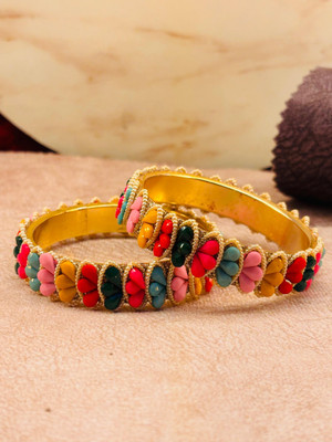 Crazy art gallery Resin Zircon Gold-plated Bangle Set(Pack of 2)