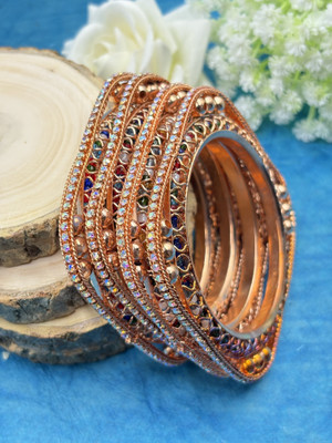 Kawai Brass Diamond Gold-plated Bangle Set(Pack of 4)
