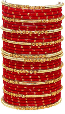 RADHA MOHAN EMPIRE Fabric, Glass Bangle Set(Pack of 34)