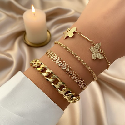 TVI Alloy Gold-plated Bracelet Set(Pack of 4)