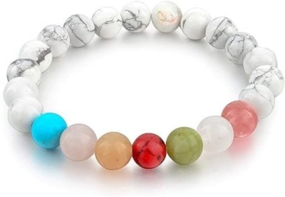 VIBESLE Stone, Howlite, 7 Chakra Beads, Crystal Charm Bracelet