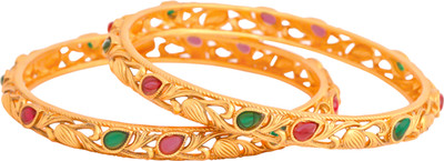 YELLOW CHIMES Brass Gold-plated Bangle Set(Pack of 2)