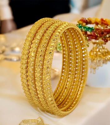 Jewels Kafe Brass Gold-plated Bangle Set(Pack of 4)