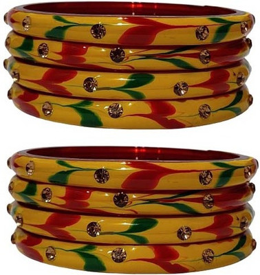 Karaavi Glass Crystal Bangle Set(Pack of 8)
