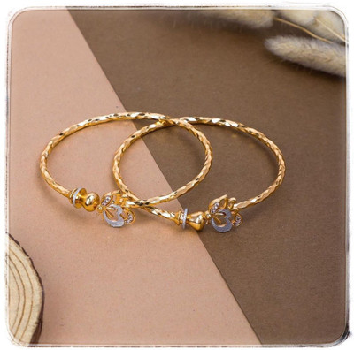 Gemini Creation Brass, Alloy Cubic Zirconia Gold-plated Bangle Set(Pack of 2)