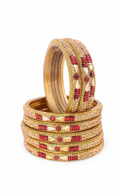 zeefashion Stone, Crystal, Glass, Red Bangle(Pack of 8)