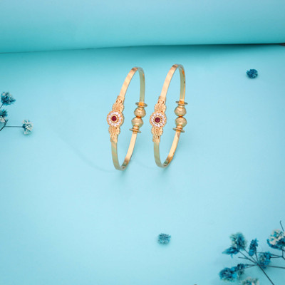 Divastri Brass Diamond Gold-plated Bangle(Pack of 2)