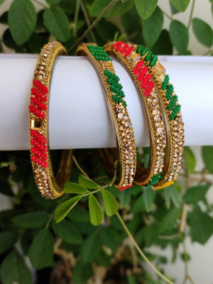 AryanStylus Glass Beads Bangle(Pack of 4)