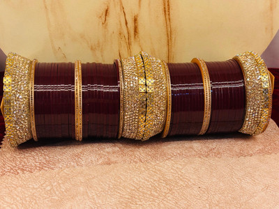 Crazy art gallery Metal Zircon Gold-plated Bangle Set(Pack of 2)
