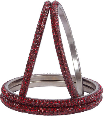 CHURA KING Alloy Cubic Zirconia Silver Bangle Set(Pack of 4)