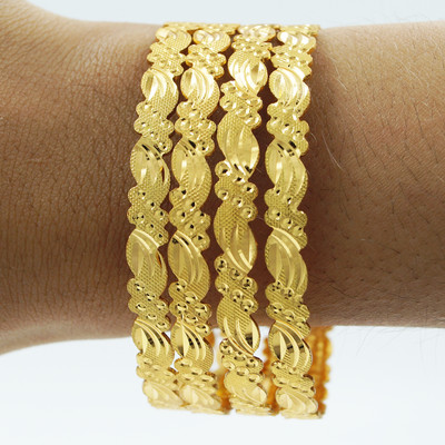 Goldfish Brass Gold-plated Bangle Set(Pack of 4)