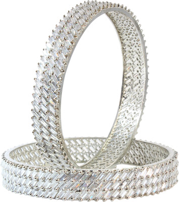 Shiv_Jewels Alloy Cubic Zirconia Silver Bangle Set(Pack of 2)