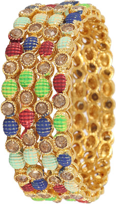 ZULKA Metal Agate Bangle Set(Pack of 4)