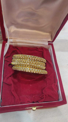 VKNSOAPS Brass Crystal Bangle Set(Pack of 4)