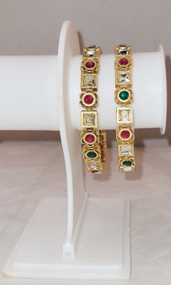 KRIVA Alloy Beads Gold-plated Bangle Set(Pack of 2)
