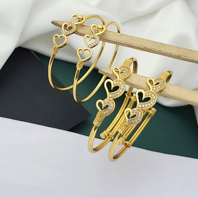 RCIMITATION Brass Gold-plated Bangle Set(Pack of 4)