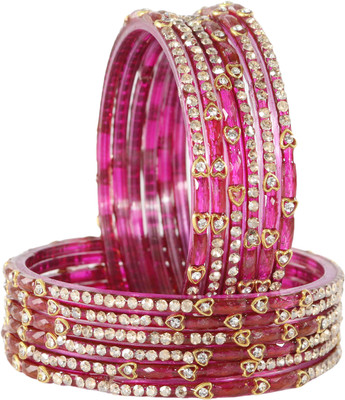 LAVAZZA Glass Zircon Bangle Set(Pack of 12)