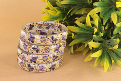 NMII Glass Crystal Bangle Set(Pack of 4)
