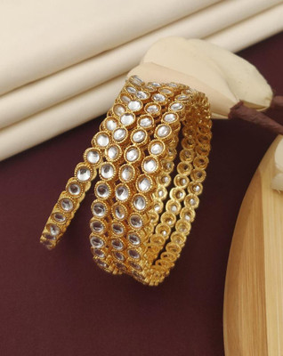 Atibelle Brass Gold-plated Bangle Set