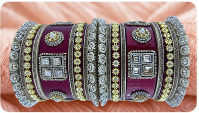 MAMTA'S CREATION Lac Cubic Zirconia Bangle Set(Pack of 10)