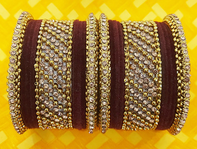 Anahat collection Metal, Fabric Gold-plated Bangle Set(Pack of 10)
