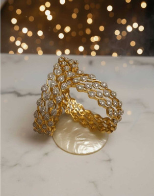 AKAANSHA FAASHION JEWELRY Metal Zircon Gold-plated Bangle Set(Pack of 2)