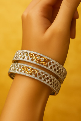 BLACKMA Brass, Stone, Silver, Copper, Sterling Silver, Rhodonite, Stainless Steel Cubic Zirconia Sterling Silver, Gold-plated Chudas(Pack of 2)