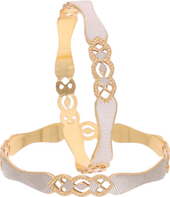 Divastri Brass Diamond Gold-plated Bangle Set(Pack of 2)