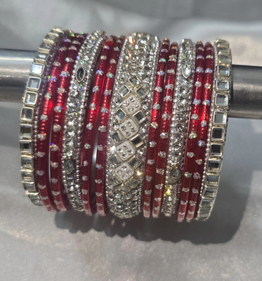 Heart to Art Creations Metal, Glass Bangle Set(Pack of 10)