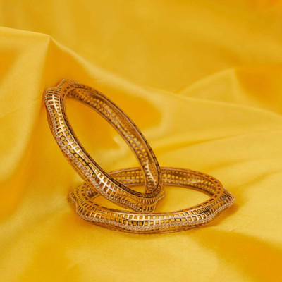 Opal Touch Brass Cubic Zirconia Gold-plated Bangle Set(Pack of 2)