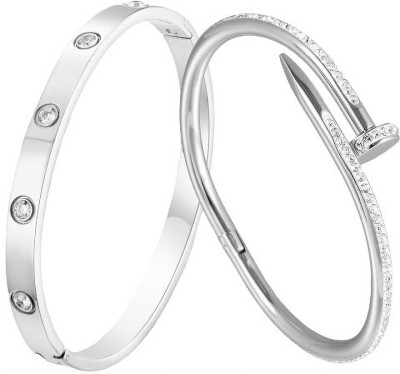 MYKI Stainless Steel Cubic Zirconia Bracelet(Pack of 2)