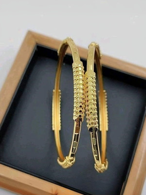 PINKRY JEWEL Brass Gold-plated Bangle Set(Pack of 2)