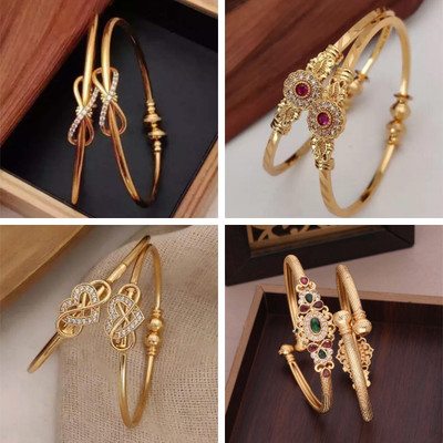 ANOUK Brass Diamond Gold-plated Bangle Set(Pack of 4)