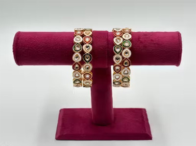 Shivarth Metal Rhinestone Bangle Set(Pack of 4)
