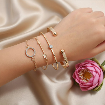 JDENTERPRISES Alloy Cubic Zirconia Gold-plated Bracelet Set(Pack of 4)