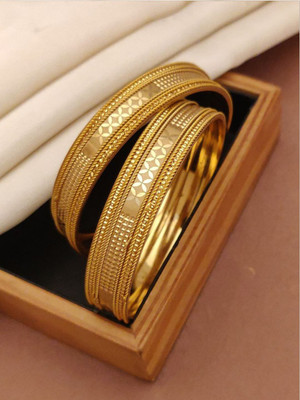 LYRISS Copper Gold-plated Bangle(Pack of 2)